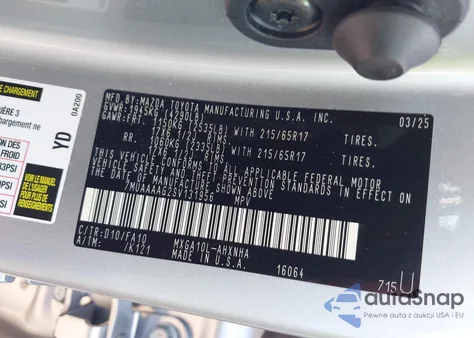 2025 Toyota Corolla Cross L from USA, damaged, VIN 7MUAAAAG2SV131956